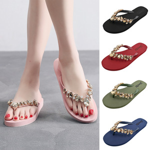 Sandalias de Playa con Pedrería Hechas a Mano para Mujer, Chanclas Planas Antideslizantes, Sandalias de Moda con Punta Descubierta para Exteriores - Product Image 3