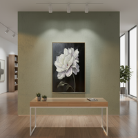 Peinture murale d'art moderne en porcelaine cristalline texturée 3D, motif floral blanc et feuille dorée, pour salon