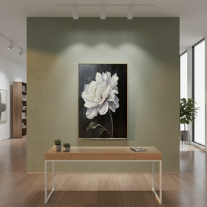 Arte Mural Moderno con Diseño de Hojas Doradas y Flores, Pintura de Porcelana de Cristal con Textura 3D Floral Blanca <span class=keywords><strong>para</strong></span> Sala de Estar - Product Image 5