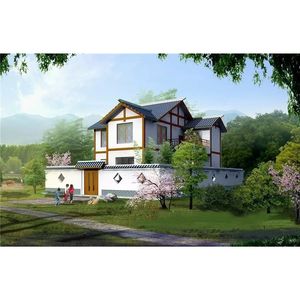 Villa à ossature en acier léger, style chinois, bardage en panneaux métalliques, maison de campagne - Product Image 2