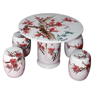 Jingdezhen Ghế Đẩu Và Bàn Sứ Bộ Bàn Ngoài Trời Bằng Gốm Ghế Bàn Tròn Sân Vườn