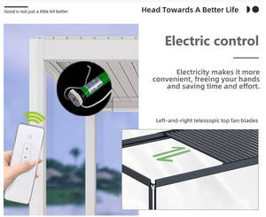 Système de toit ouvrant électrique JIAKE, pergola bioclimatique de jardin, télécommande, couvertures de patio pour espace lounge extérieur au bord de la piscine - Product Image 3