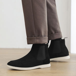 Bottes <span class=keywords><strong>Chelsea</strong></span> pour hommes, hauteur mi-mollet, en daim de vache, grande taille, légères, semelle souple, couleur unie, simples, respirantes - Product Image 2
