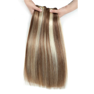 Extensiones de Cabello Humano Virgen Ruso Remy de Alta Calidad, Liso, de 24 Pulgadas, con Trama Cosida a Máquina, 100% Cabello Humano, 100 Gramos, Color Rubio - Product Image 1
