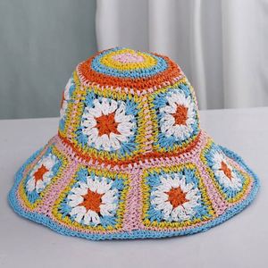 Summer Bohemia Style Women's Handmade Crochet Bucket <b>Straw</b> <b>Hat</b> for Beach Wear - Product Image 5