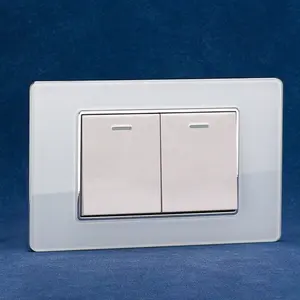 118G Serie Glasplaat 10a 220V Lichtschakelaar 2 Bende 2 Way Muur Elektrische Schakelaar Socket Amerika Standaard Schakelaars Fabrikanten