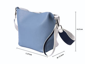 Luxury Top Grain Leather Lady's <b>Shoulder</b> <b>Bag</b> Premium Fashionable Blue and <b>White</b> Contrasting Craftsmanship Sling <b>Bag</b> - Product Image 6