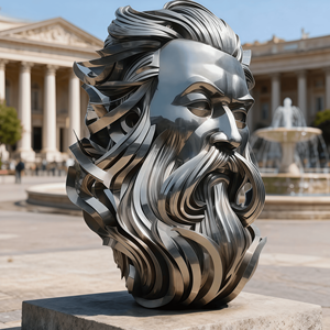 Sculptures en métal personnalisées de grande taille en acier inoxydable pour l'extérieur, miroir orienté vers le sol, figurines de portrait, ornements, modèle de marque JZ - Product Image 1