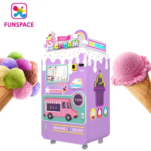 Funspace Fully Automatic Smart Maker Milk Ice Cream Vending Machine Customizable Touch Screen Soft Ice Cream machine for Mall