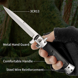 Couteau de poche tactique de survie en acier inoxydable 3cr13 de style italien, manche en bois, personnalisable DIY OEM, longueur de lame de 9,5 cm - Product Image 5