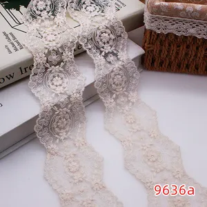 Natural Beige Cotton Lace Fabric Cotton Water Soluble Embroidery Lace Trims