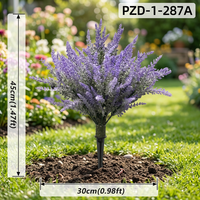 Tanaman Lavender Ungu Buatan PE Grosir, Tanaman Topiary Palsu dengan Penyangga Tanah, Tahan UV, Tahan Lama, Dekorasi Lanskap Luar Ruangan, OEM