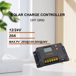 Contrôleur de charge <span class=keywords><strong>solaire</strong></span> PWM avec écran LCD Lumiax MAX2024-U 12V 24V 20A, <span class=keywords><strong>tension</strong></span> PV max 35V, système d'énergie <span class=keywords><strong>solaire</strong></span> 170W/340W - Product Image 1