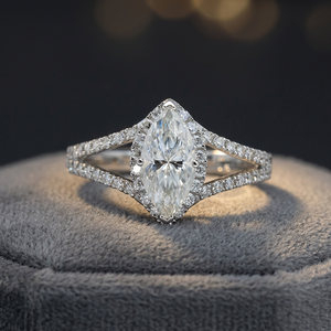 Bague de fiançailles en argent sterling S925 2g, moissanite taille marquise D VVS, sertie en canal, parure de bijoux fins, cadeau romantique - Product Image 3