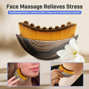 Nouvelle <span class=keywords><strong>brosse</strong></span> de massage lymphatique et de contour du visage en bois de pêche rouge 2026 pour l'application du fond de teint - Product Image 6
