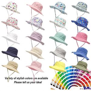 Custom Logo Printed Embroidery Boys and Girls <b>Hat</b> Summer Beach Children Fisherman Bucket <b>Hats</b> for Kids With String - Product Image 2