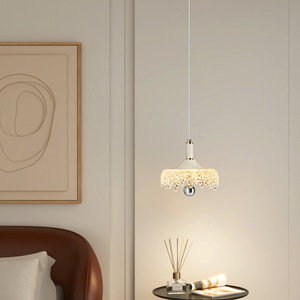 Lámpara colgante de tres cabezas estilo crema francés, LED E27, forma alargada, para sala de estar y comedor - Product Image 3