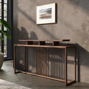 <span class=keywords><strong>Console</strong></span> Moderne en Bois <span class=keywords><strong>Massif</strong></span> Durable avec Étagère, Meuble d'Entrée Noir et Or en <span class=keywords><strong>Orme</strong></span> pour Appartement et Salon - Product Image 4