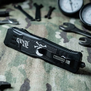 Cuchillo Táctico EDC de 9 Pulgadas con Doble Acción y Deslizador de Pulgar, Acero Inoxidable, Mango de Aleación de Zinc con Diseño de Calavera, Venta al por Mayor para Pedidos Pequeños OEM - Product Image 2