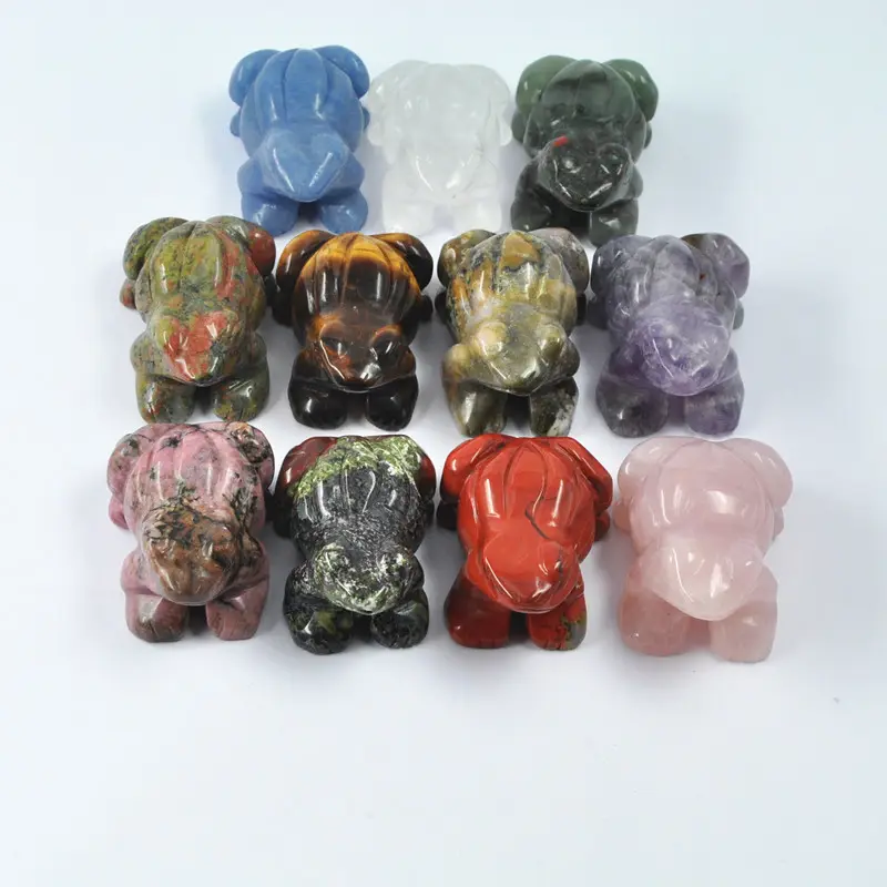 1.5' Natural Healing Stone Agate Crystal Carved Carving Gemstone Crystal Frog for Home Decoration