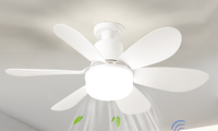 Ventilateur de plafond LED moderne avec télécommande E27, 3 couleurs, intensité variable, 3 vitesses de vent, 30W 40W, pales amovibles
