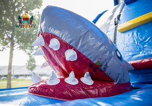 Maison de rebond de taille moyenne du monde marin à thème de requin de 8m avec toboggan sec parcours d'obstacles gonflable - Product Image 2