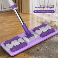 Serpillère plate rotative télescopique en acier inoxydable à absorption rapide, séchage rapide, mains libres, en microfibre pliable pour usage domestique