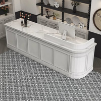 Comptoir de travail moderne en MDF de style commercial français avec comptoir de réception pour café, fleuriste, bureau, hôtel – Durable
