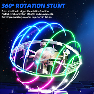 Safe Ring RC Aircraft for <strong>Kids</strong> Smart Self-Balancing with LED Lights One Touch Control 2.4GHz Remote Indoor Outdoor Flying <strong>Gadget</strong> - Product Image 4