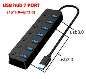 7 trong 1 <span class=keywords><strong>USB</strong></span> Hub tốc độ cao Splitter 7 cổng 5Gbps Hub Power <span class=keywords><strong>Adapter</strong></span> với chuyển đổi cáp dài với nhiều Expander Hub - Product Image 4