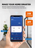 Disjoncteur intelligent industriel Wi-Fi 1P 63A avec télécommande, minuterie, compteur d'énergie KWh, tension, courant, détection de fuite, en plastique