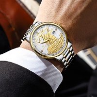 Montre mécanique pour homme entièrement automatique OEM à cadran guilloché, montres-bracelets en acier inoxydable, chronographe, aiguilles lumineuses, étanche 3BAR