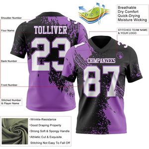 Personalized Football Jersey Custom Gradient Style V Neck Moisture Wicking Unisex Practice Uniforms Men Women 100% Cotton - Product Image 3