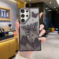 Étui de téléphone portable pour filles avec papillon brillant dégradé électro-plaqué de luxe pour Samsung Galaxy S26 S25 S24 Ultra Plus Edge A16 A26
