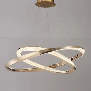 Lampadario Moderno in Cristallo di Lusso, Illuminazione <span class=keywords><strong>a</strong></span> Sospensione LED 6000K Dimmerabile, Corpo in Alluminio, 120W 220V per Soggiorno e Camera da Letto - Product Image 5