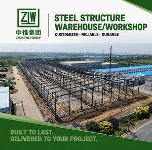 Nave Industrial Prefabricada de Acero ASTM de Fácil Montaje, Impermeable, con Certificación CE, Marca Zhongwei - Product Image 1