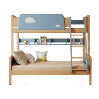 Meilleure vente Lit double en bois superposé en bois pour enfants avec escalier et bibliothèque Design moderne multifonctionnel