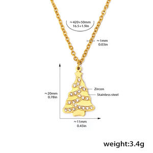 Noel Charm kolye kolye 18K altın kaplama paslanmaz çelik kadın tatil hediye - Product Image 3