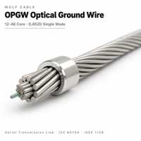 Fil de terre optique OPGW Wolf, conducteur de terre en fibre composite G.652D monomode pour ligne de transmission aérienne d'énergie électrique