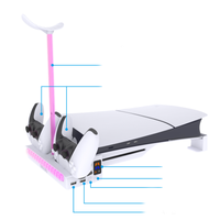 Pour PS5 Slim Support Horizontal Station De Recharge Accessoires Base De Refroidissement avec RGB LED Contrôleur Chargeur Dock De Charge