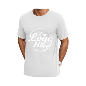 Chemise en coton personnalisable à séchage rapide pour hommes, col rond, impression bricolage décontractée et gym - Product Image 1