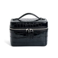 Sac bandoulière pour femme en cuir véritable à motif crocodile, fermeture éclair, multifonctionnel, organiseur de voyage portable, trousse de maquillage, sac à déjeuner