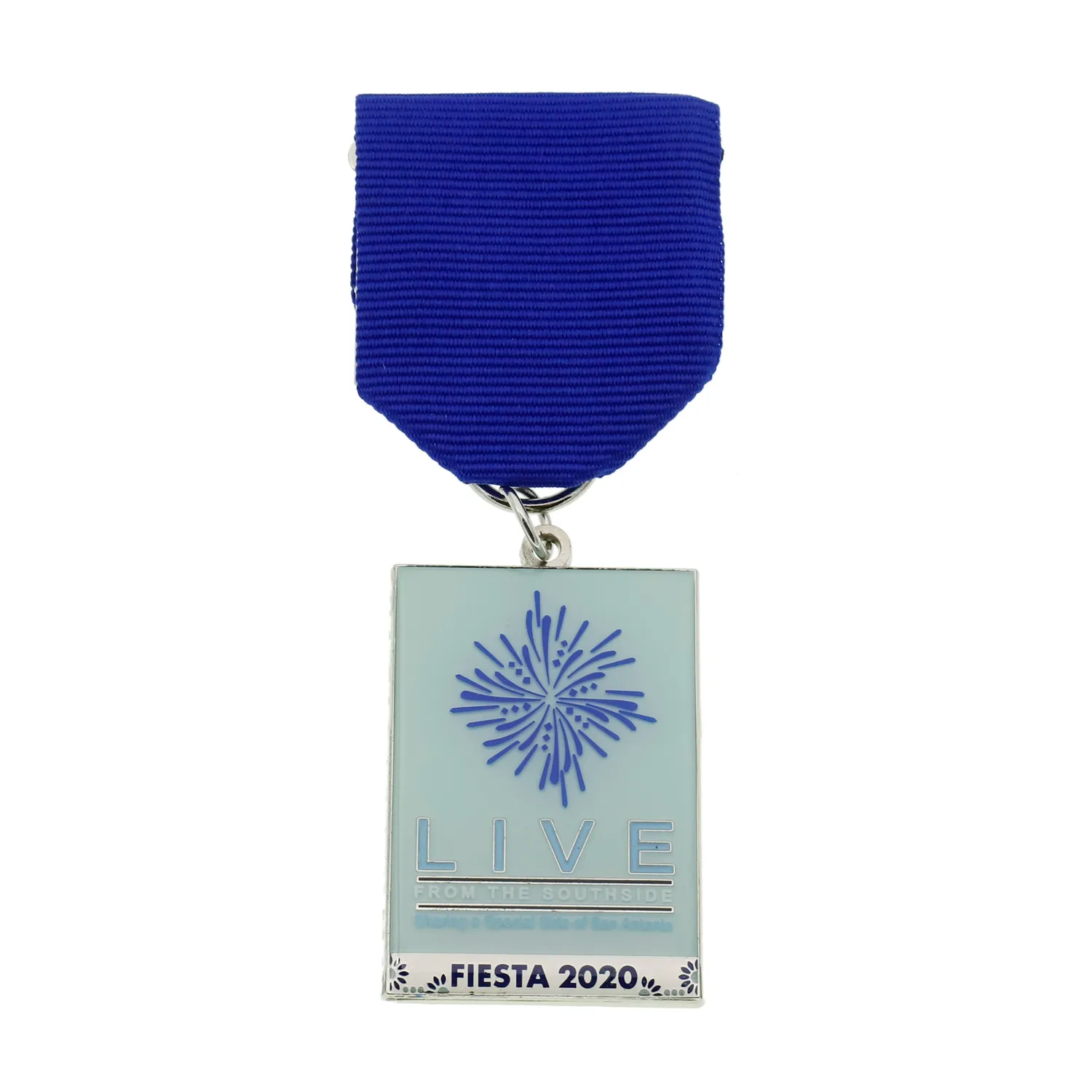 Medalha de metal personalizada, flores brilhantes artísticas, colorida, personalizada, com fita de medalha em branco