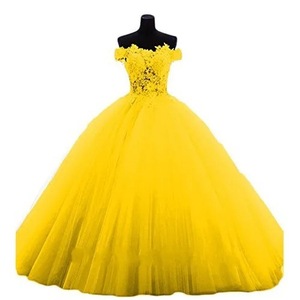 Blue Off-Shoulder Ball Gown Tulle Evening Dress Empire Waist Floral Print Women's Formal Wear - Product Image 5