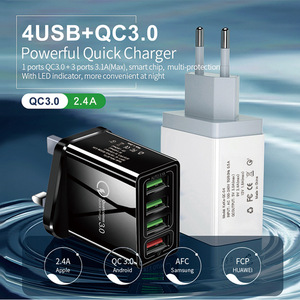 <span class=keywords><strong>Jmax</strong></span> Quick Charge 3.0 Hub de Charge Usb adaptateur à 4 Ports prise EU/US/UK chargeur mural USB de voyage avec lumière LED - Product Image 3