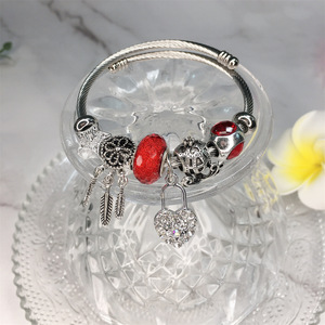 Open Charm <strong>Bracelet</strong> <strong>Dreamcatcher</strong> Electroplating DIY Heart Lock Stainless Steel <strong>Bracelet</strong> Wholesale - Product Image 4