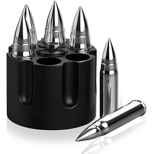 Regali fantastici per gli uomini in acciaio inox riutilizzabile whisky proiettile in metallo cubetto di ghiaccio con Base - Product Image 3