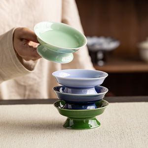 Chinese Minimalist Ceramic Stemmed <b>Tray</b> <b>Small</b> Dish For Fruit Dessert Snack Elegant Design Dehua Origin - Product Image 4