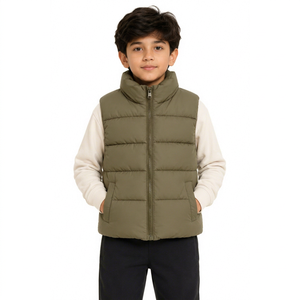 Gilet matelassé Livster pour garçons, sans manches, veste d'hiver chaude, gilet rembourré, col montant, fermeture éclair intégrale, léger et isolé - Product Image 1