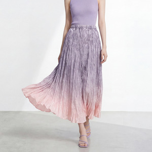 PY 2026 New Arrival Casual Miyake Pleated <b>Skirt</b> Fashion Gradient <b>Elastic</b> Waist Flared A-Line Midi <b>Skirt</b> Bulk Clothing Wholesale - Product Image 5